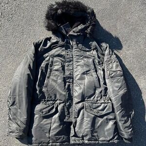 1990s Schott NYC N-3B Triple Black Parka size XL